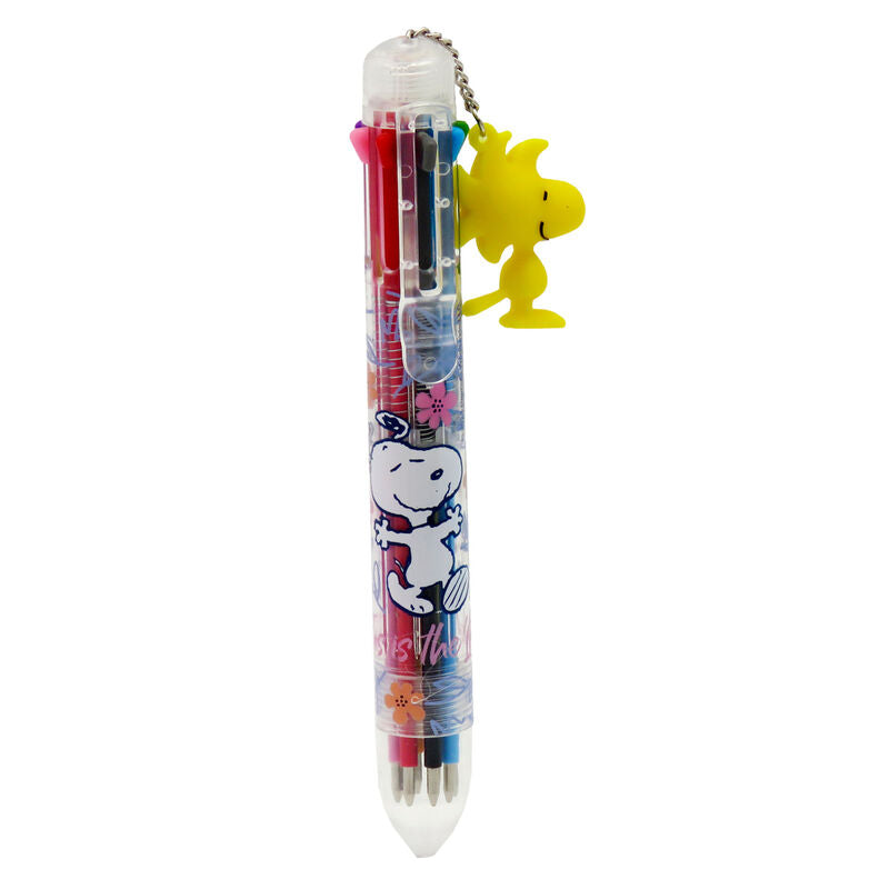 Bolígrafo retráctil Snoopy de ocho colores con cuerpo transparente