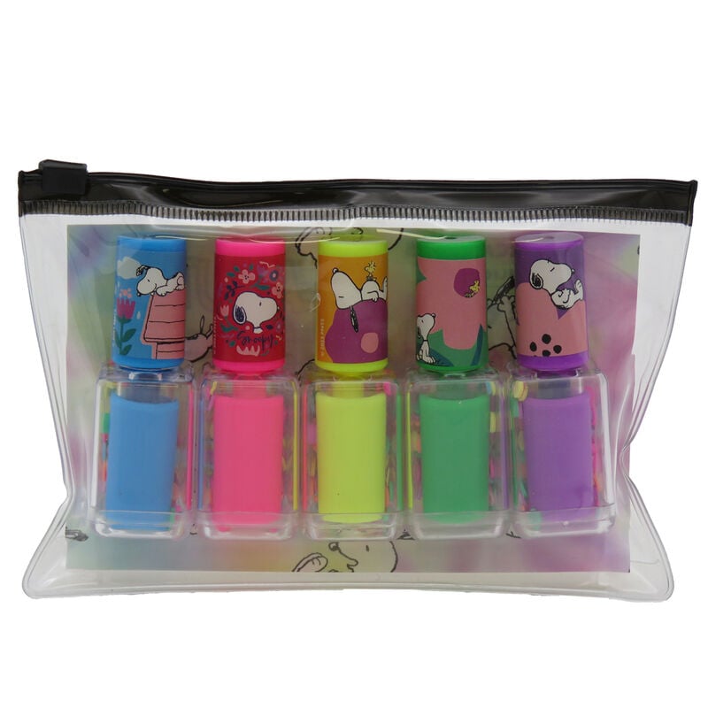 Set de cinco rotuladores Snoopy de colores en bolsa zip