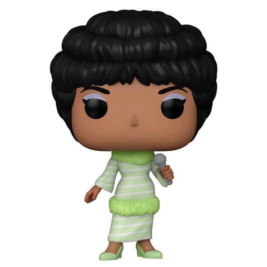 Figura Funko Pop! de Aretha Franklin con micrófono y vestido verde