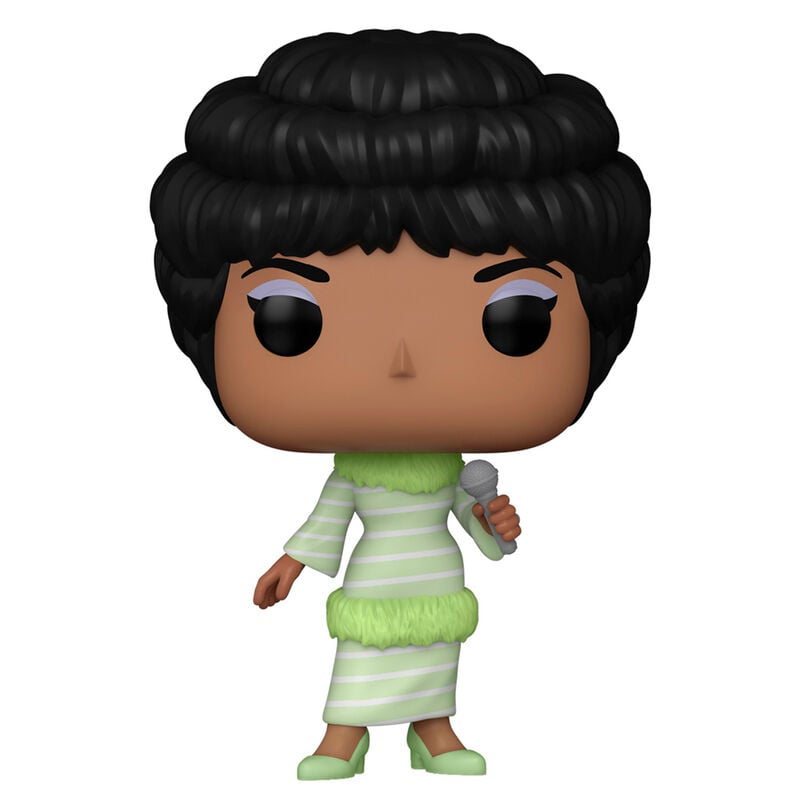 Figura Funko Pop! de Aretha Franklin con micrófono y vestido verde
