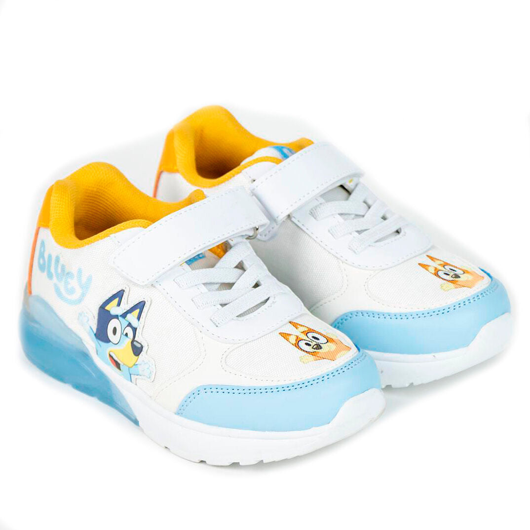 Deportivas Bluey blancas y azules con luces