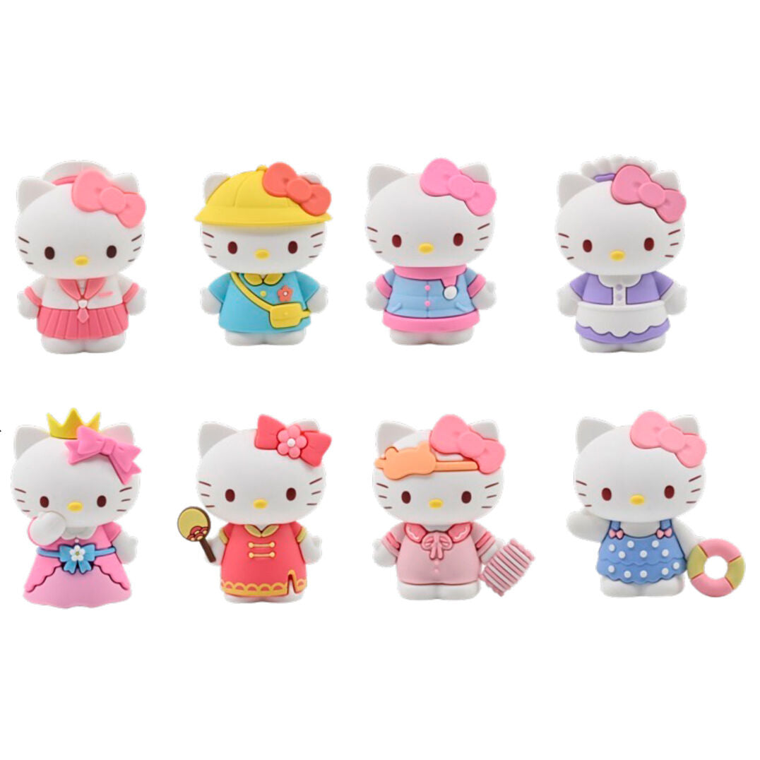 Figuras surtidas de Hello Kitty con trajes coloridos