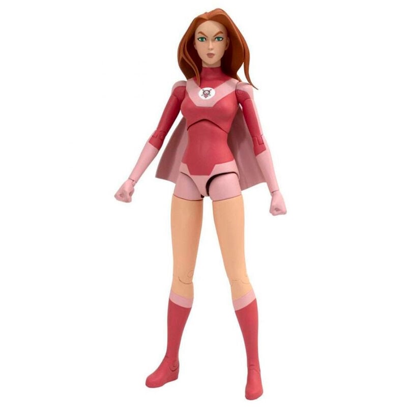 Figura articulada Deluxe de Atom Eve de Invencible con traje rosa y capa