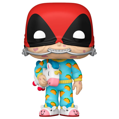 Figura Funko POP! Marvel Deadpool Sleepover con pijama de tacos y peluche de unicornio