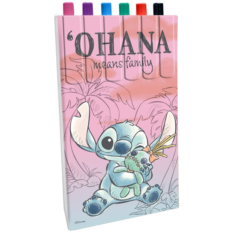 Blíster de 6 bolígrafos Stitch Disney de colores