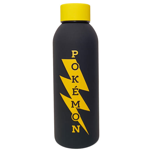 Botella negra de acero inoxidable Pokémon con tapón amarillo