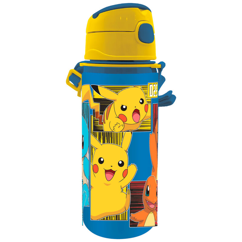 Cantimplora de aluminio Pokémon azul y amarilla con Pikachu