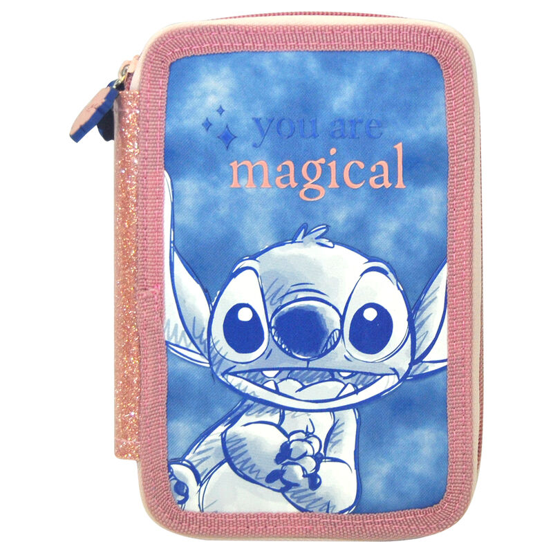 Plumier triple de Stitch Disney azul y rosa
