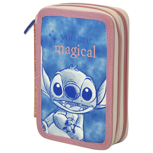 Plumier triple de Stitch Disney azul y rosa - 2
