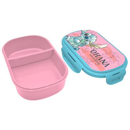 Sandwichera rosa y turquesa de Stitch Disney con cubierto - 2