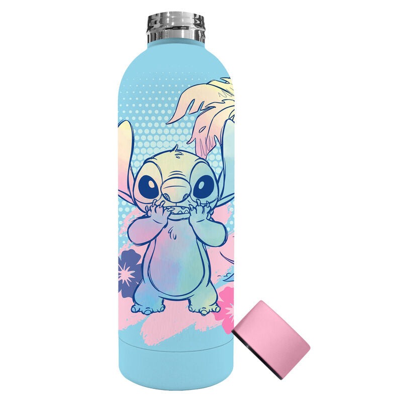 Botella azul de acero inoxidable Stitch Disney de 500 ml con tapón rosa - 2