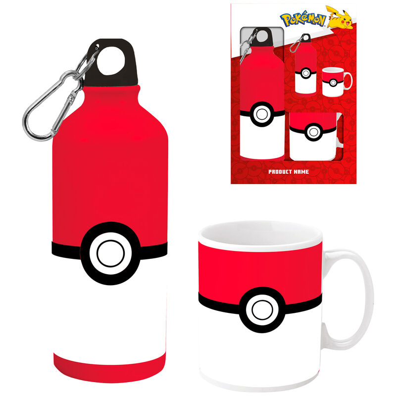 Set Pokémon con cantimplora de aluminio roja y blanca y taza cerámica a juego - 3
