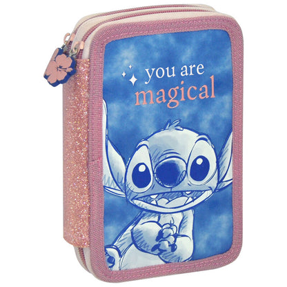 Plumier triple de Stitch Disney azul y rosa - 3