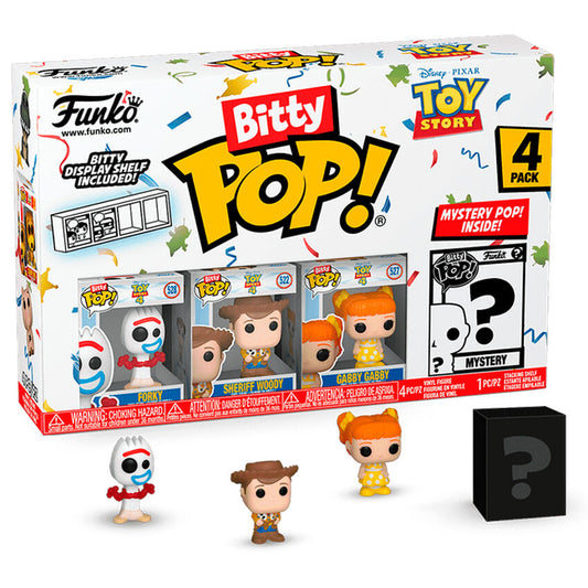 Blíster de 4 Bitty Pop! Disney Toy Story con Forky, Woody, Gabby Gabby y figura misteriosa