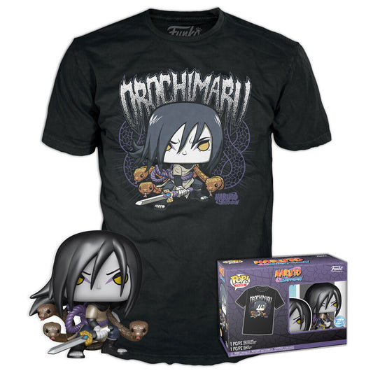 Set Funko POP! y camiseta negra de Orochimaru de Naruto Shippuden