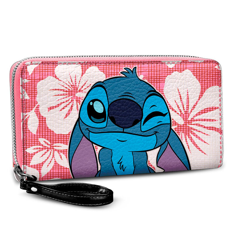 Cartera rosa de Stitch Disney con flores y tira de mano
