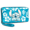 Cartera Aloha Stitch Disney azul turquesa con flores tropicales