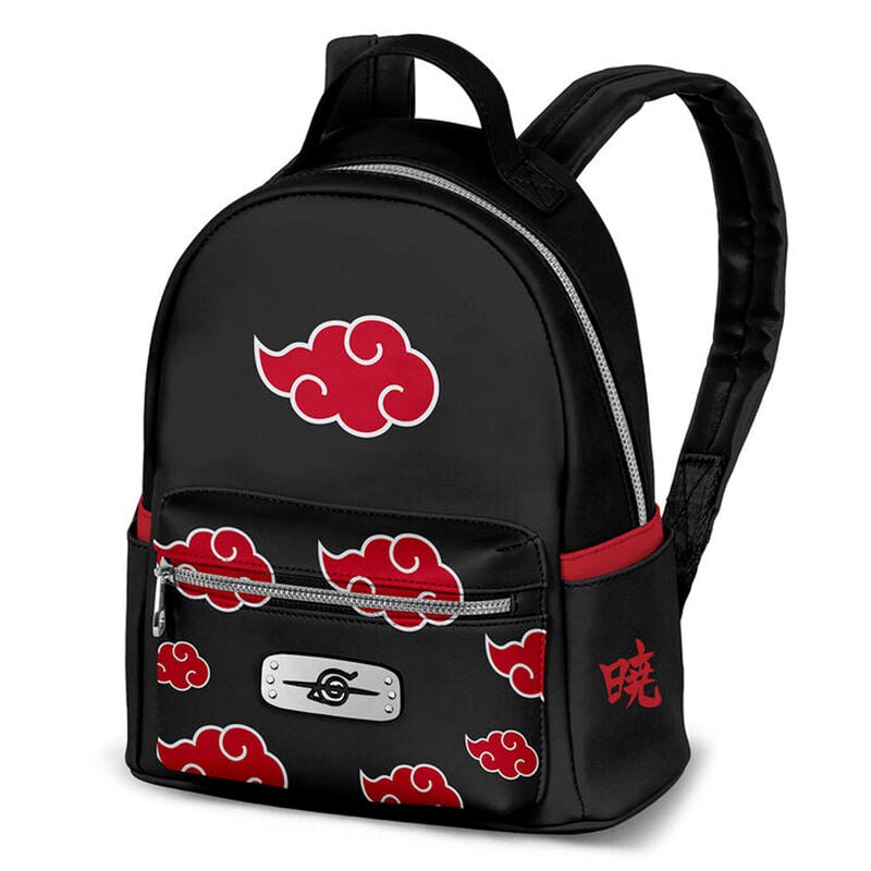 Mochila negra de Naruto con nubes rojas de Akatsuki