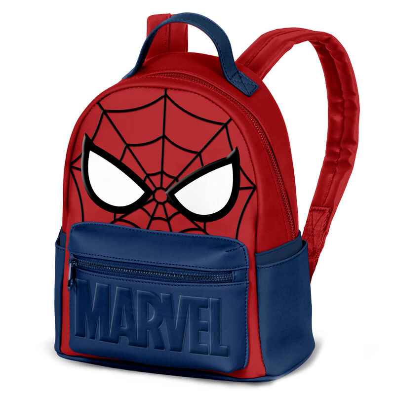 Mochila Chibi Spider-Man Marvel roja y azul con telaraña