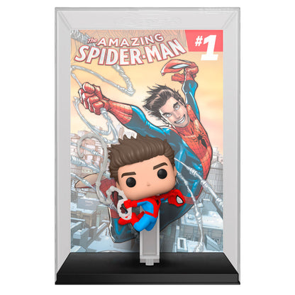 Figura FUNKO POP! Comic Covers de Spider-Man junto a la portada de The Amazing Spider-Man #1 - 2