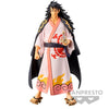 Figura de Kouzuki Momonosuke de One Piece con kimono, capa negra y espada