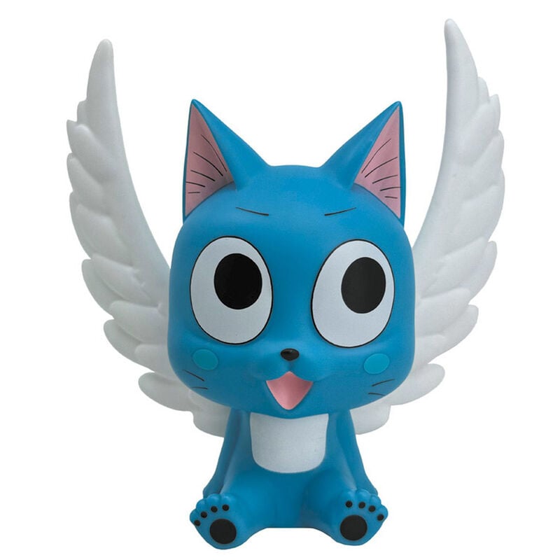 Figura hucha de Happy de Fairy Tail en azul con alas blancas