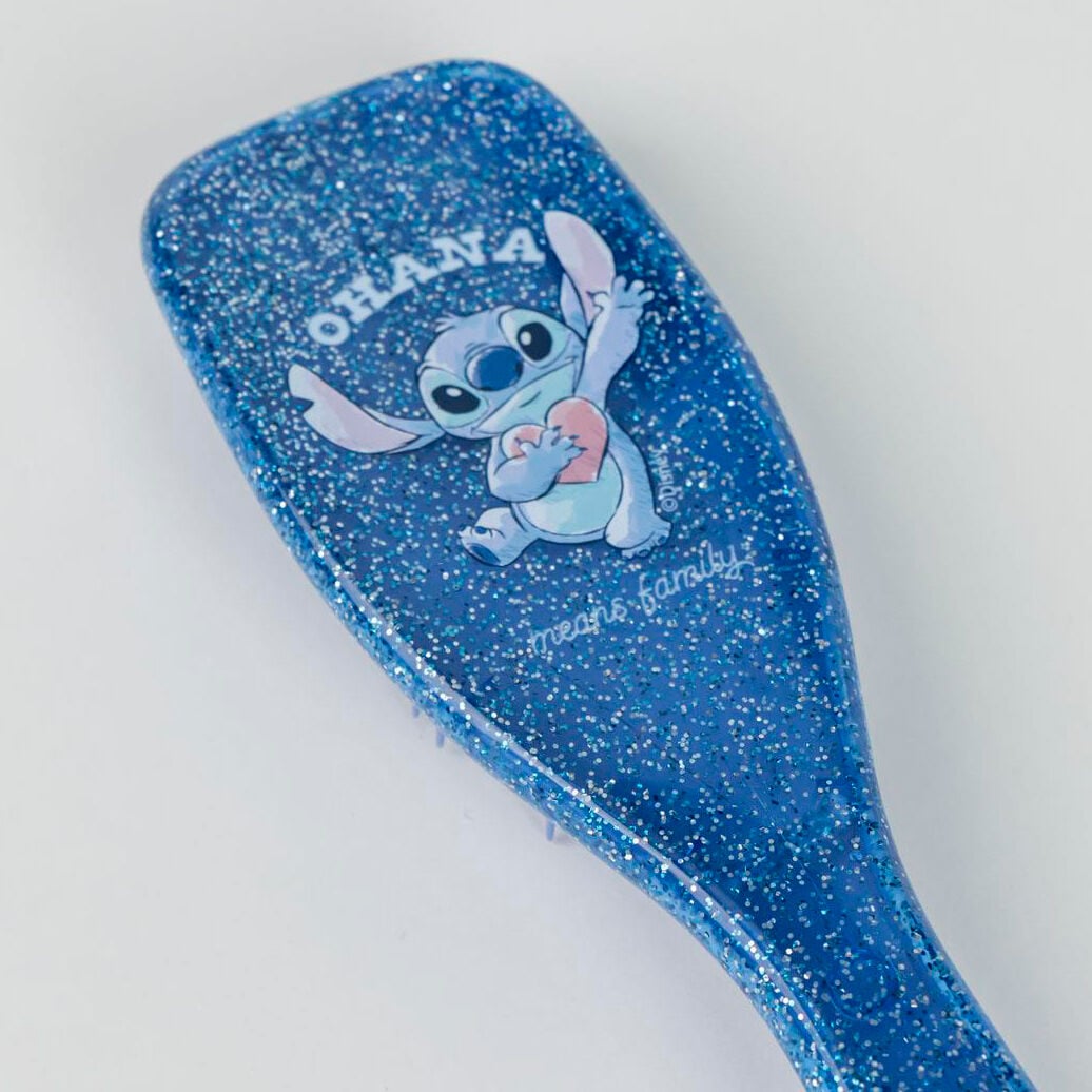 Cepillo para el pelo azul con purpurina e ilustración de Stitch - 2