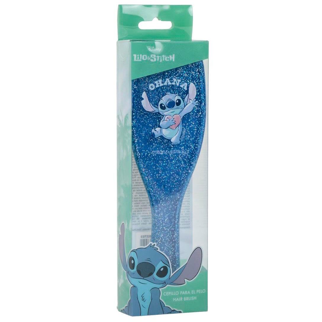 Cepillo para el pelo azul con purpurina e ilustración de Stitch - 4