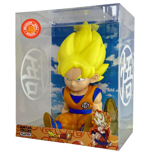 Hucha de Son Goku Super Saiyan sentado con uniforme naranja y azul - 2