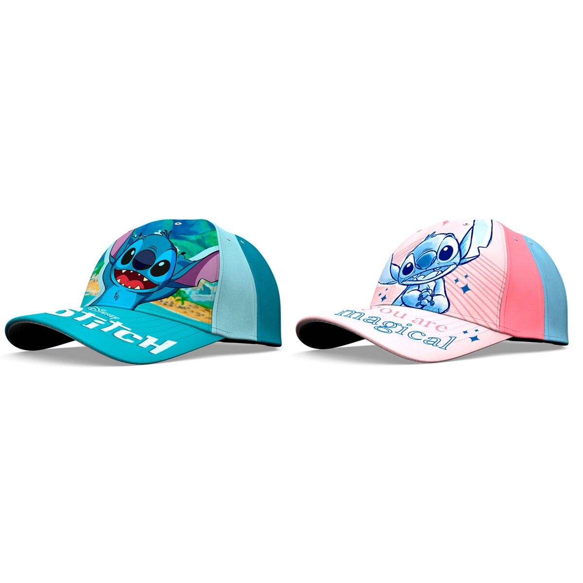 Gorras Stitch Disney surtidas en turquesa y rosa