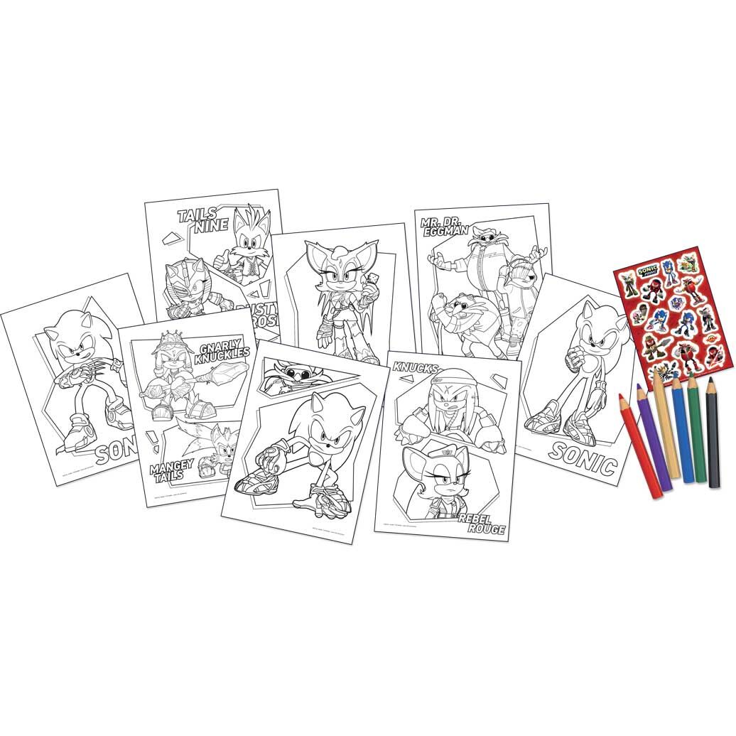 Set para colorear Sonic Prime con láminas, lápices y pegatinas - 2