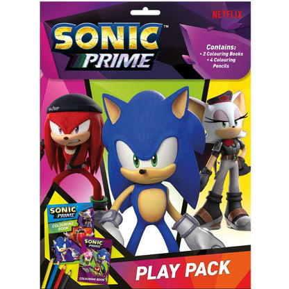Set para colorear Sonic Prime con dos libros y cuatro lápices de colores
