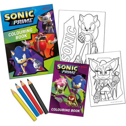 Set para colorear Sonic Prime con dos libros y cuatro lápices de colores - 2