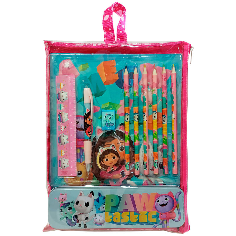 Set de papelería de La Casa de Muñecas de Gabby con funda transparente