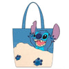 Bolso tote azul de Stitch Disney con diseño de playa y huellas