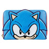 Cartera azul Loungefly con rostro de Sonic y cremallera dorada