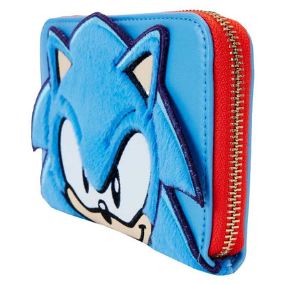 Cartera azul Loungefly con rostro de Sonic y cremallera dorada - 2