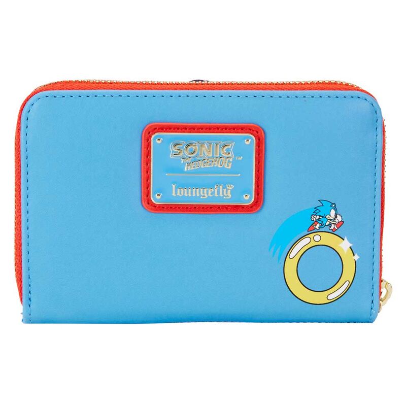Cartera azul Loungefly con rostro de Sonic y cremallera dorada - 3