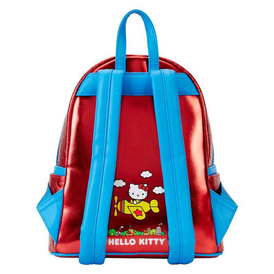 Mochila Loungefly Hello Kitty 50th Anniversary roja con panel frontal transparente - 4