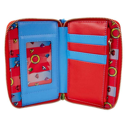 Cartera azul Loungefly con rostro de Sonic y cremallera dorada - 4