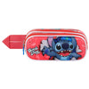 Portatodo escolar rojo de Stitch Disney con relieve 3D y doble compartimento