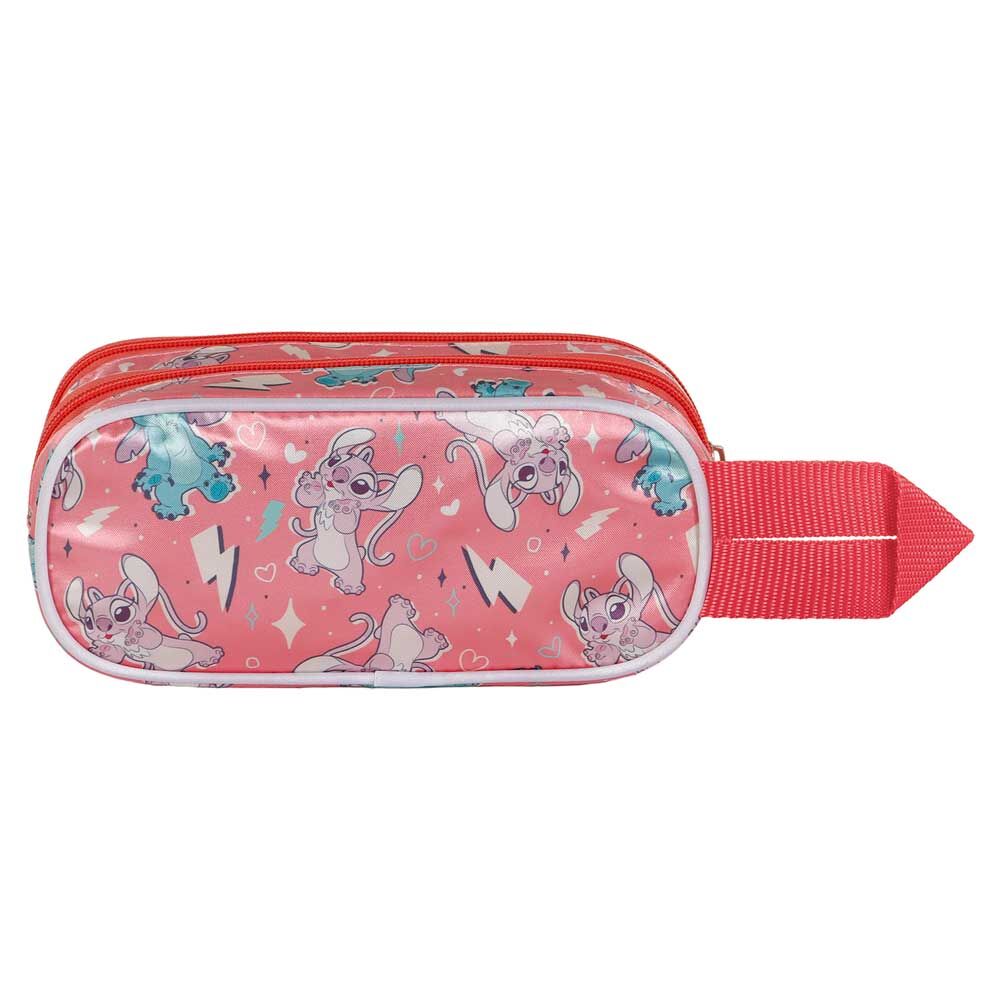 Portatodo escolar rojo de Stitch Disney con relieve 3D y doble compartimento - 2