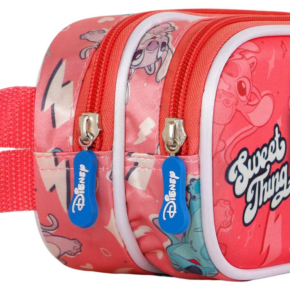 Portatodo escolar rojo de Stitch Disney con relieve 3D y doble compartimento - 3