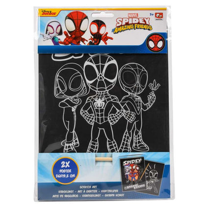 Set Scratch Art de Spidey y sus amigos Marvel con dos pósteres