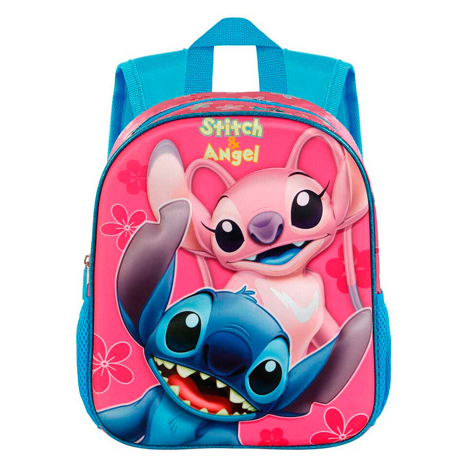 Mochila preescolar 3D de Stitch y Angel Disney en rosa y azul