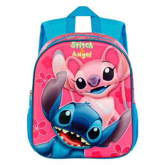 Mochila preescolar 3D de Stitch y Angel Disney en rosa y azul