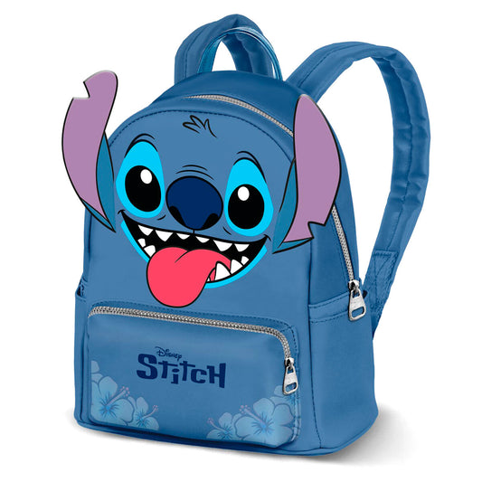 Mochila azul Disney Stitch Tongue con bolsillo delantero