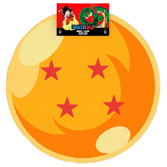 Felpudo redondo Dragon Ball naranja con cuatro estrellas rojas