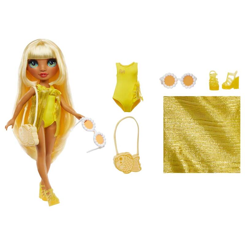 Muñeca Sunny Madison Rainbow High articulada con accesorios y conjunto amarillo - 2