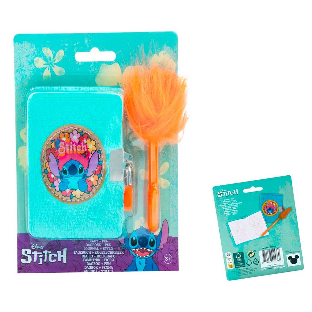 Mini diario turquesa de Stitch Disney con bolígrafo naranja - 2